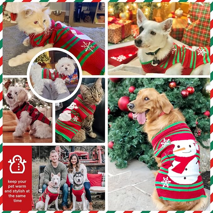 PETCARE Red Snowman Dog Sweater Christmas Dog Sweaters Vest Ugly Snow Xmas Puppy Costume Pet Holiday New Year Fall Winter Clothes for Small Medium Large Dogs Cats Pullover Sweaters Outfits,XX-Large