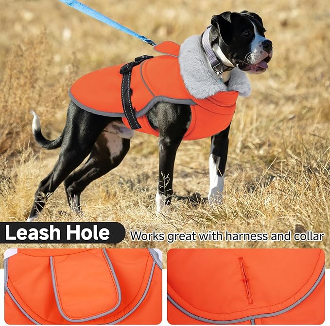 Lelepet Warm Dog Winter Coat Reflective Dog Jacket Fleece Vest Waterproof Windproof Cold Weather Coats with Adjustable Buckle Plush Turtleneck Pet Snowsuit for Small Medium Large Dogs,Bichon,M