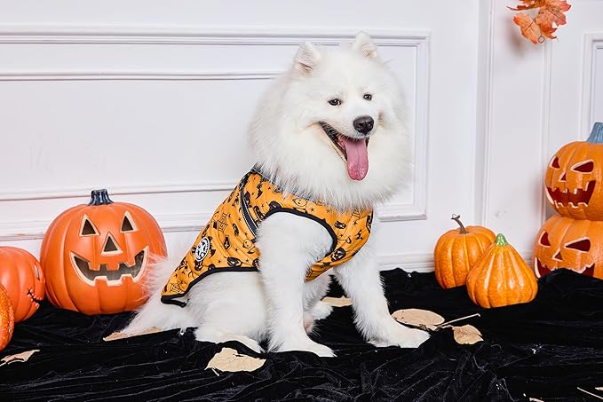 Aiboria Dog Jackets Windproof Outfit Coat Dog Vest Harness Puppy Warm Jacket Halloween Orange L
