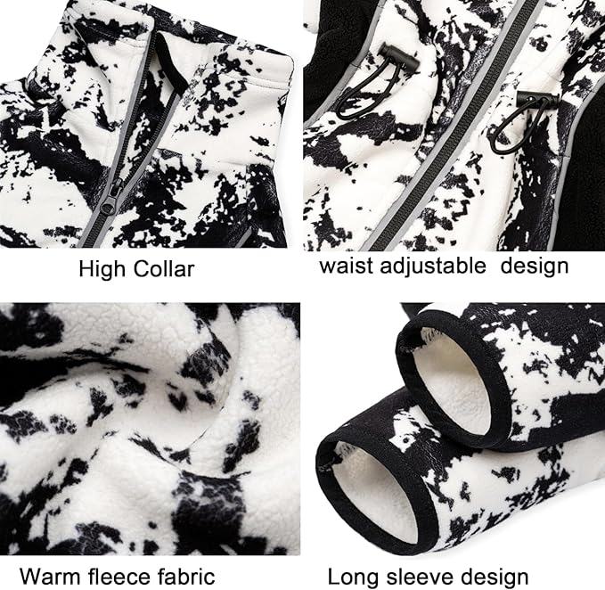 Fleece Dog Coat for Small Medium Dog,Pullover Pajamas Jumpsuit Bodysuit Puppy Coats with Legs, Pet Windproof Warm Cold Weather Jacket Full Body Vest Cozy Snowsuit Outfit Clothes (White, S)