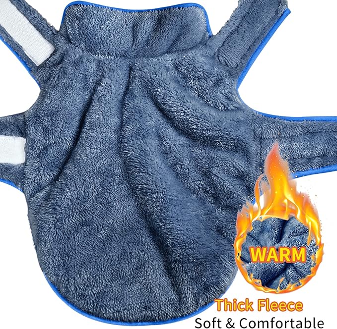 Malier Dog Winter Coat, Reversible Fleece Dog Cold Weather Coats, Windproof Warm Snow Puppy Jacket Vest Pet Clothes for Small Medium Large Dogs (Blue, Large)