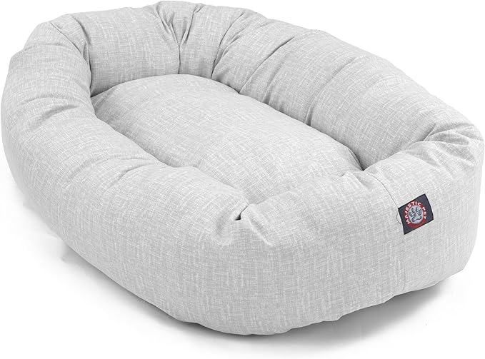 Majestic Pet 52 Inch Bagel Calming Dog Bed Washable – Cozy Soft Round Dog Bed with Spine Support for Dogs to Rest Their Head - Fluffy Donut Dog Bed 52x35x11 (Inch) - Round Pet Bed X-Large – Gray