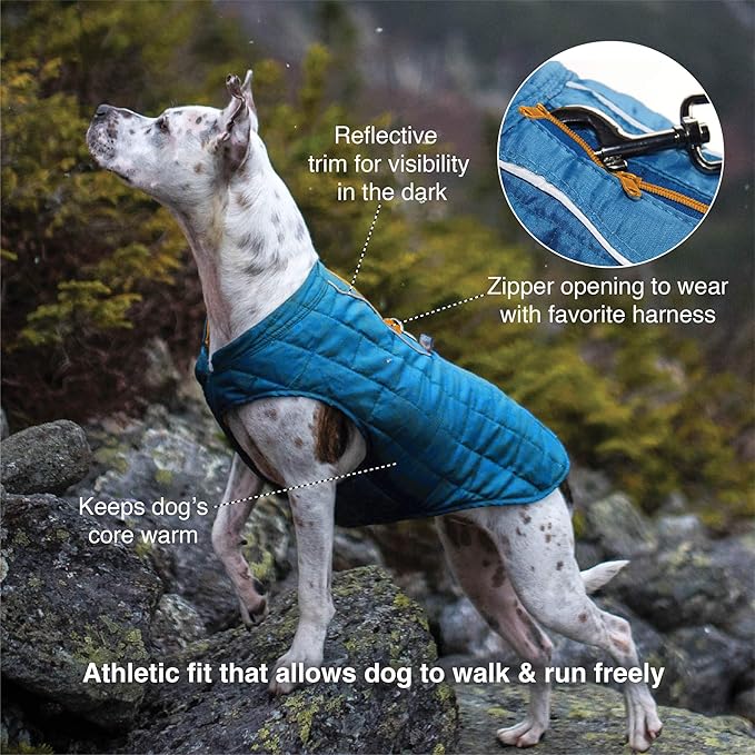 Kurgo Loft Dog Jacket - Reversible Cozy Coat for Outdoor Adventures - Water Resistant - Athletic Fit - Machine Washable Fabric - Reflective Dog Gear - Medium - Watercolor Stripe