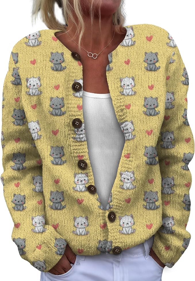 Sweater for Women Trendy Open Front Cardigan Fall Cardigan Sweaters for Women Crewneck Long Sleeve Outfits Fashion