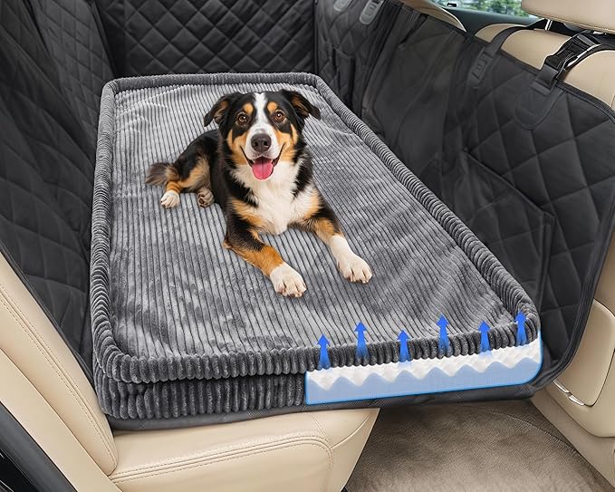 Loiion Dog Car Bed, Non-Slip Backseat Extender Pet Mat, Removable Washable Dog Bed for SUVs, Sedans & Trucks, Anti-Slip Travel Bed for Dogs, Easy Clean & Scratch-Proof & Comfort (50"x24.6")