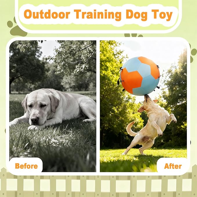 Herding Balls for Dogs, 25 inch Herding Ball for Australian Shepherd, Interactive Herding Ball for Exercise & Mental Stimulation, Outdoor Training Dog Toys with Strap, Blue&Orange