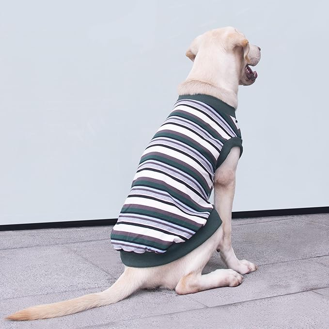 Extra Large Dog T Shirts Clothes Sleeveless Tank Top Vest for Labrador Rottweiler Great Dane, Green, 5X-Large