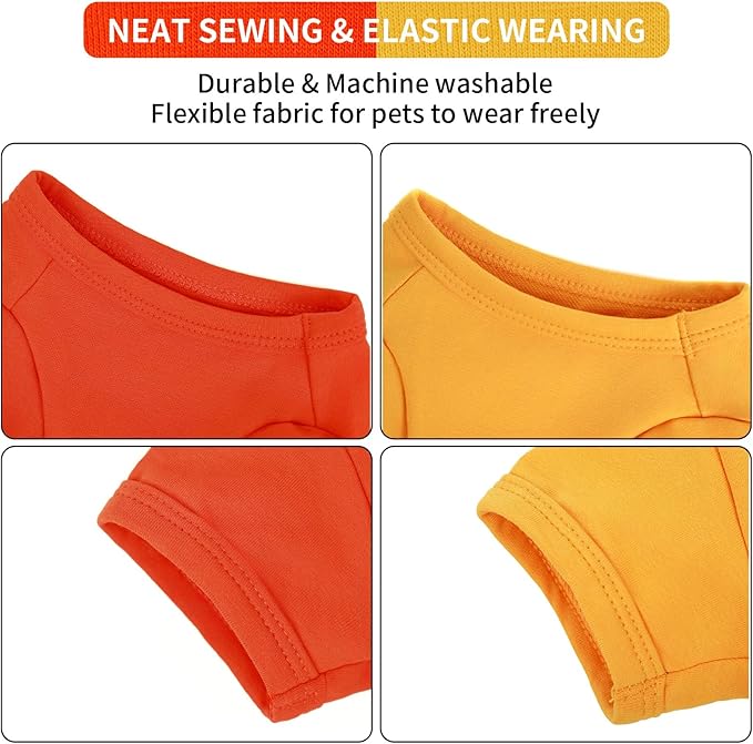 Koneseve Dog Shirts Breathable Cotton Dog Clothes Stretchy T-Shirt for Small Medium Large Dogs Cat Shirt Soft Puppy Outfit Kitten Apparel Pet Pullover Tee Blank Sweatshirt 2-Pack Yellow & Orange 5XL
