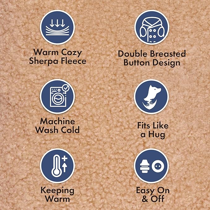 Spark Paws Teddy Dog Sweater, Sherpa Vest with Warm Fleece Lining, Winter Coat Suitable for Small Medium Large XL XXL Breeds - Brown - 3XL