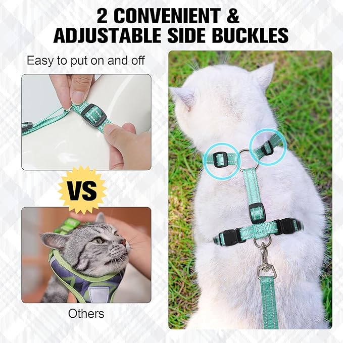 BEAUTYZOO Cat Harness and Leash Set Escape Proof, Small Cat Vest Harness for Walking, Adjustable Step in Kitten Harnesses for Travel, Soft Lightweight Outdoor Cute Kitten Harnesses, Pineapple S