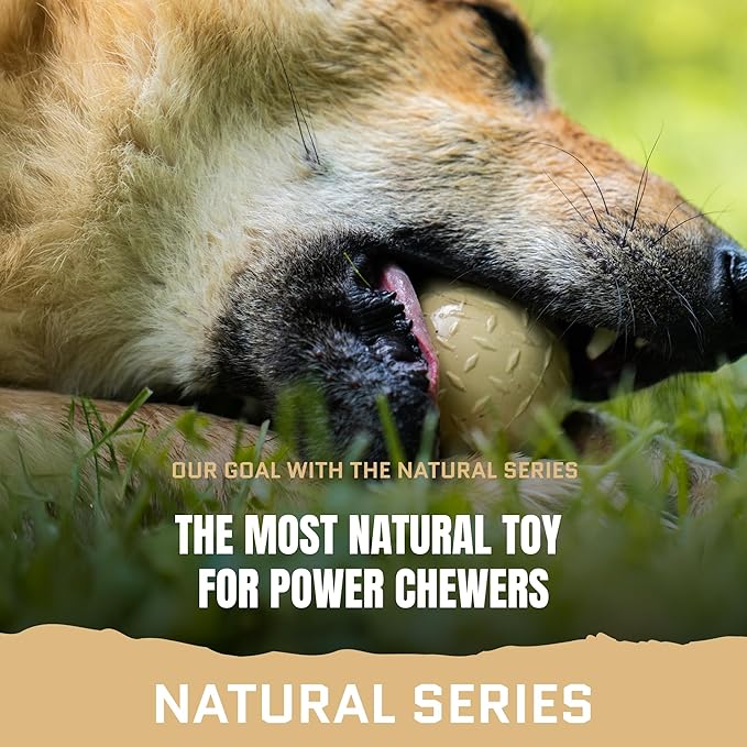 Monster K9 Indestructible Natural Series Dog Ball - Backed for Life - No Color Additives, Minimal Fillers, Safe Non-Toxic - Durable Toy for Aggressive Chewers - USA Made - 2.8” Solid(Tennis Ball Size)
