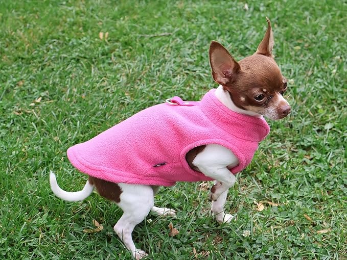 JACKO & CO - Fleece Vest Dog Sweater with Leash Ring - Soft, Warm & Lightweight Pullover Coat for Small & Medium Dogs, Puppies & Cats - Cozy Fall/Winter/Spring Pet Jacket (Pink, Small 4-6lbs)