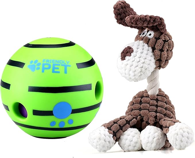 Wobble Giggle Ball and Plush Squeaky Toy Combo (Donkey) (Combo, Dog)