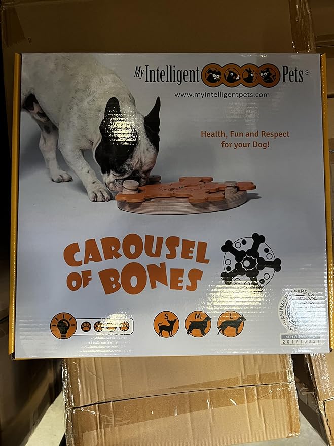 Carousel of Bones - Interactive Wooden Dog Puzzle Toy, Challenging Brain Game for Mental Stimulation and Enrichment, Fun Toy for Smart Pets