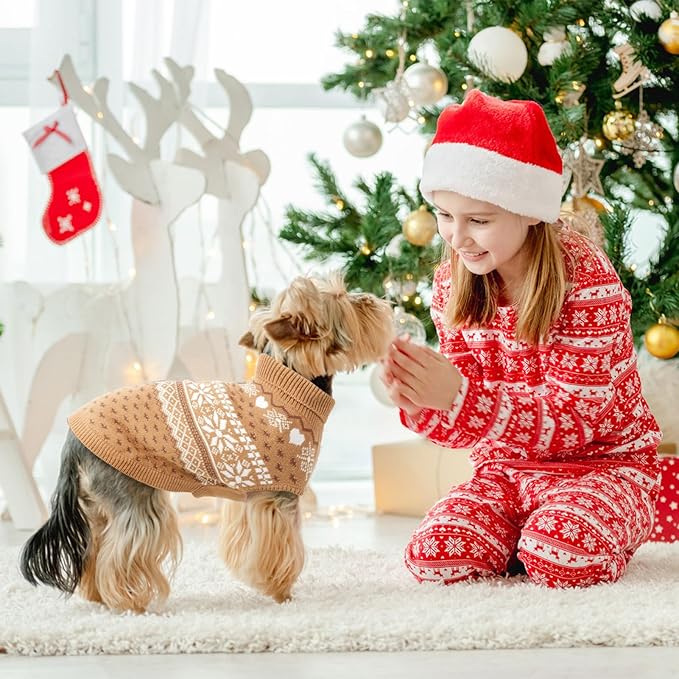 SCENEREAL XL Dog Sweaters Male and Female, Soft, Warm Turtleneck Extra Large Dog Sweater, Knitted Ugly Dog Christmas Outfits, Argyle Winter Clothes for Walking Outdoor