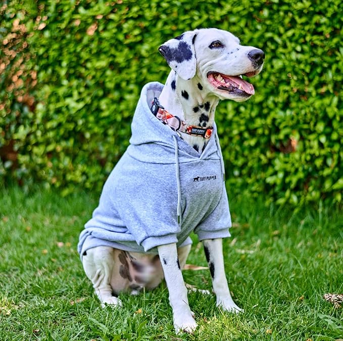 Tuff Pupper Dog Hoodie | Premium Quality 100% Organic Cotton | Ultra Soft Interior for Superior Comfort | Elastic Cuffs & Drawstring for Warmth | Stretch Fit Suitable for All Breeds (Gray, L)