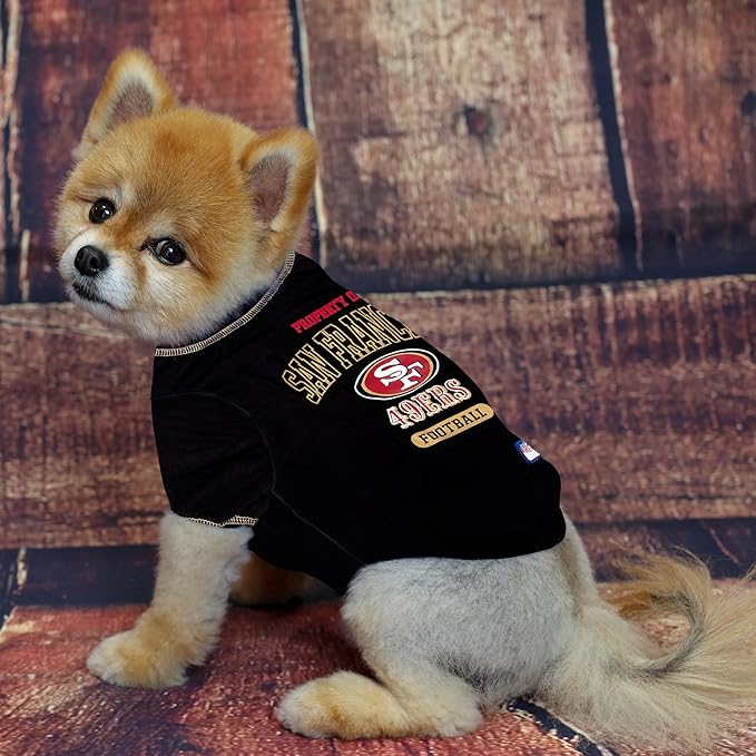 NFL San Francisco 49ers Dog T-shirt Small. - Licensed Shirt for Pets Team Colored with Team Logos- Premium Stretchable Materials for the comfort of your Dog & Cat