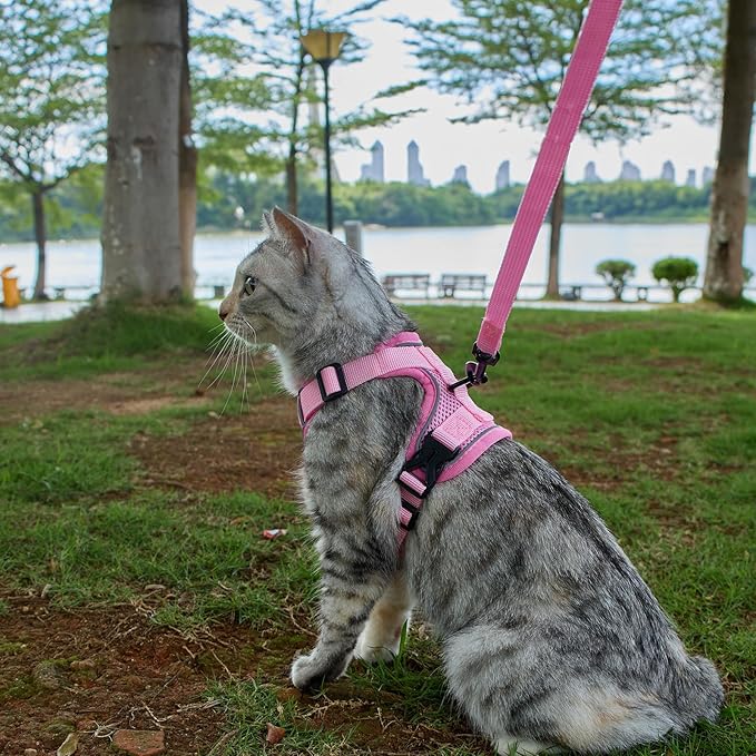 Cat Harness and Leash Set Escape Proof Tactical Small Kitten Harness Emotional Support Cat Vest, Pink, S