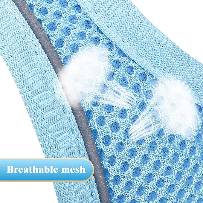 YIMEIS Dog Harness and Leash Set, No Pull Soft Mesh Pet Harness, Reflective Adjustable Puppy Vest for Small Medium Large Dogs, Cats (Sky Blue, Medium (Pack of 1)