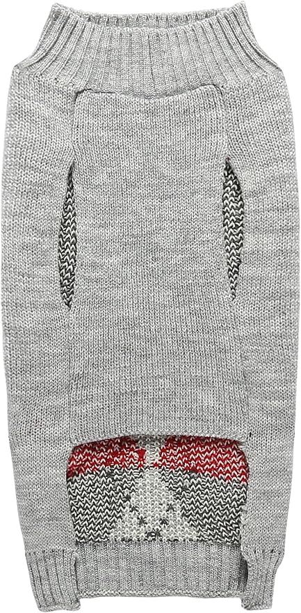 Alemon Grey Argyle Knit Pet Sweaters Clothes for Small Dogs, Classic Gray X-Small (XS) Size
