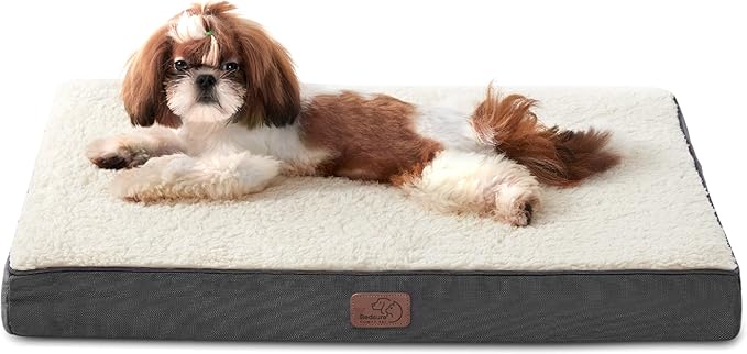 Bedsure Dog Bed for Small Dogs - Comfy Flat Puppy Beds with Removable Washable Cover, Orthopedic Egg Crate Foam Pet Mat, Suitable for Pet Up to 15 lbs