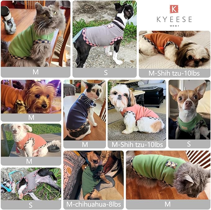 KYEESE 2Pack Dog Shirt Sleeveless Dog Sweatshirt Soft Fleece Coats Stretchy Vest Pullover Clothes Lightweight Sweater for Small,Brown+Khaki,L
