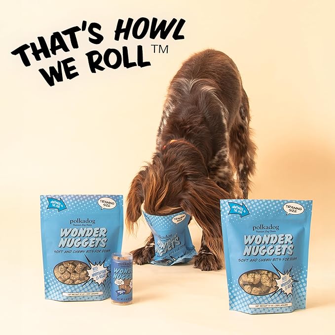 Polkadog Wonder Nuggets – Soft & Chewy Dog Treats with Wild-Caught Whitefish & Kelp – Healthy, Limited Ingredient Training Treats for All Dog Breeds and Ages – Natural, Made in USA – 10 oz
