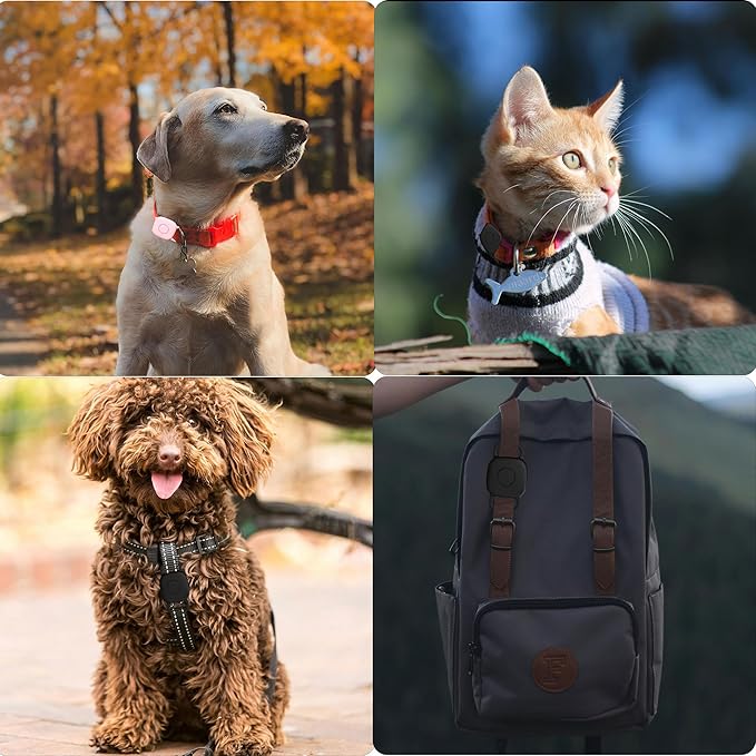 Waterproof Dog Collar Holder for Tile Mate 2024/ Mate 2022 Tracker, Anti Lost Soft Silicone Case for cat pet Necklace, Protective Cover Accessories for Tile Tracker Finder (Black/Black)