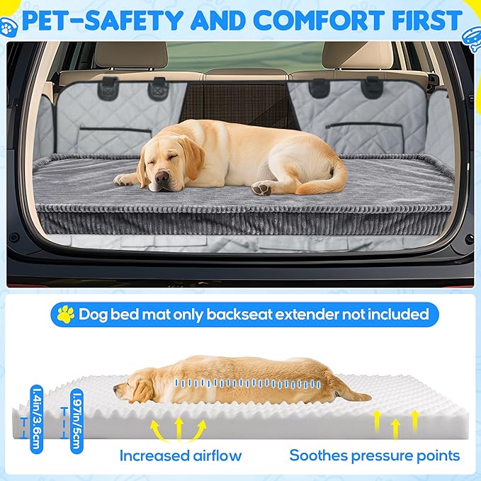 Dog Car Bed, Non-Slip Backseat Extender Pet Mat, Removable Washable Dog Bed for SUVs, Sedans & Trucks, Anti-Slip Travel Bed for Dogs, Easy Clean & Scratch-Proof & Comfort (56"x28.7")