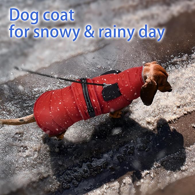 MIGOHI Waterproof Dog Winter Coat - Thick Dog Fleece Jacket with Reflective Strips, Warm Winter Snowsuit Sweater for Small Dogs,Machine Washable,French Bulldog,M,RedBlack