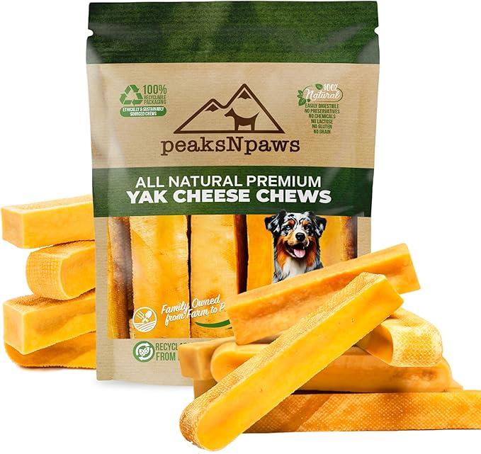 peaksNpaws Himalayan Dog Chew, Yak Cheese Dogs Treats, High Protein, Long Lasting Chews, Natural, Lactose Free Dogs Treat for Aggressive Chewers Over 80 lbs, 16 Jumbo Treats