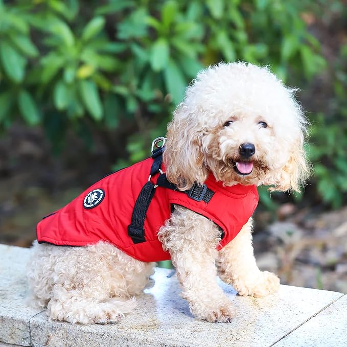 Norbi Dog Coat - Winter Jacket with Built-in Harness, Adjustable for Small to Large Dogs, Warm Coat for Cold Weather