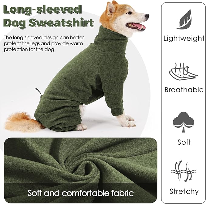 Dotoner Pullover Dog Sweater High Collar with Leash Hole Cold Weather Vest for Dogs Dog Winter Clothes for Indoor and Outdoor Use Long Sleeve Dog Sweatshirt Dog Clothes for Large Dogs