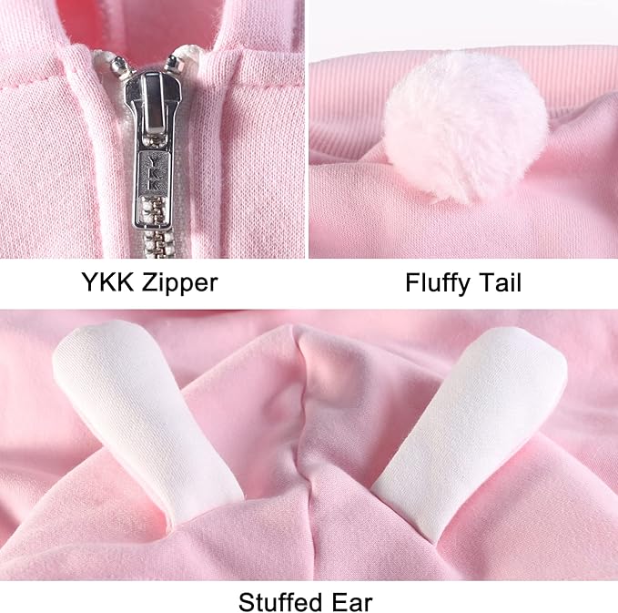 Extra Large Dog Christmas Bunny Costumes Rabbit Hoodies Clothes for Easter Day Halloween Labrador Rottweiler Great Dane, Pink, 3X-Large