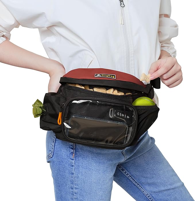 OllyDog Trailblazer Pack | Fanny Pack | Dog Treat Pouch | Includes Rubber Fetch Ball | Water-Resistant | Poop Bag Dispenser | Hands-Free | Dog Walking & Training