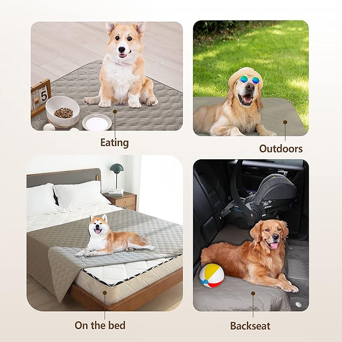 gogobunny 100% Double Sided Waterproof Dog Blanket Soft Pet Bed Cover Reversible Protect Furniture Couch Sofa Car for Puppy Cat Kids (Dark Stone/Light Stone, 30x80 Inch (Pack of 1))