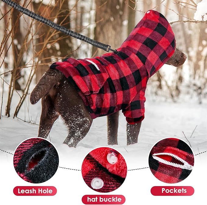 SlowTon Dog Hoodie Tie Dye - Warm Dog Sweater Hoodies with Pocket, Fall Winter Dogs Coat Jacket Pet Outfit Puppy Hooded Sweatshirt Clothes for Small Medium Large Dogs Boy Girl (Red, M)