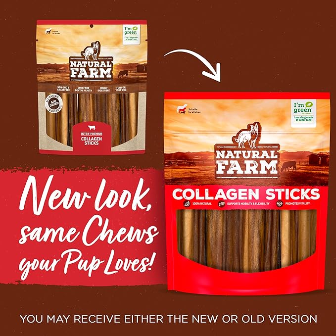 Natural Farm Braided Pork Collagen Dog Chews (10 Pack), Flavorful Braided Pork Collagen Sticks, Natural Dog Chews, Long Lasting, for Small, Medium, and Large Dogs, Odor-Free Rawhide Alternative