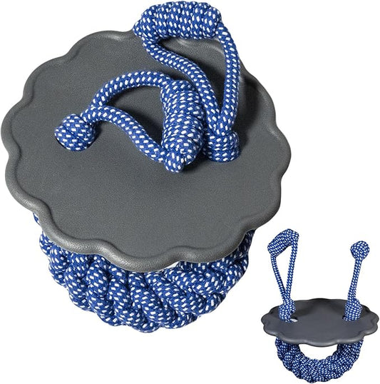 2-in-1 Dog Tug of War Rope and Frisbee, Dog Toy,Tough Rope Toy, Flying Disc, Tug Toy for Outdoor and Indoor Play (Velvet Grey)