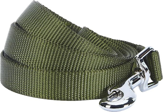 Blueberry Pet Essentials Military Green Dog Leash for Large - 4' * 1" Dogs | Heavy Duty Nylon Lead | Lightweight Puppy & Cat Leash for Walking & Training