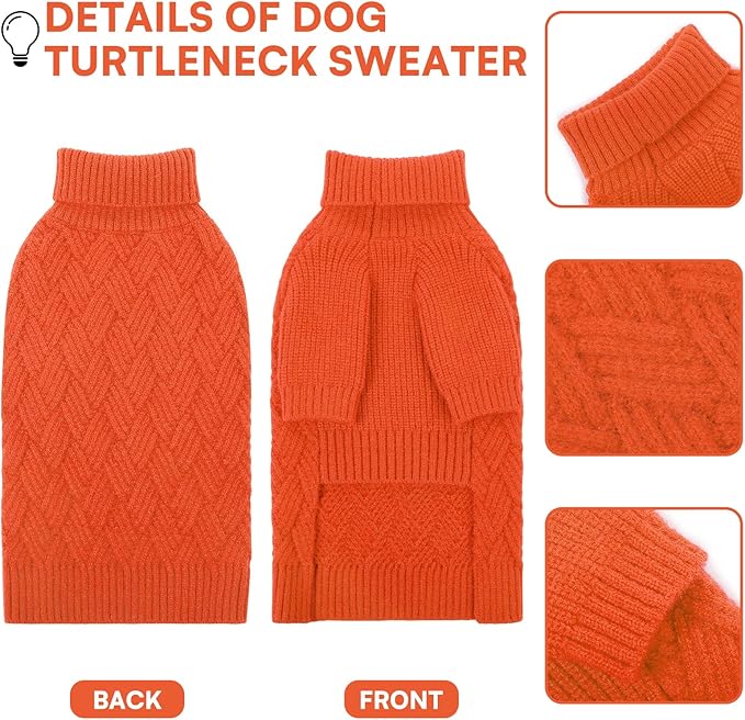 KOESON Dog Sweater for Extra Large Dogs Boy and Girl, Warm Fall Dog Sweater for Halloween, Soft XXL Dog Sweaters with Sleeves for Pitbull, Labrador, Golden Retriever, Doberman, Orange, XXLarge