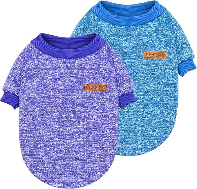 2 Pieces Pet Dog Classic Knitwear Sweater, Fleece Coat for Small,Medium Dogs,Warm Pet Dog Cat Clothes,Soft Puppy Customes for Chihuahua Yorkshire Tzu (Blue Dark Navy,XS)