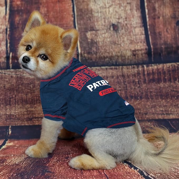 NFL New England Patriots Dog T-shirt X-Large. - Licensed Shirt for Pets Team Colored with Team Logos- Premium Stretchable Materials for the comfort of your Dog & Cat
