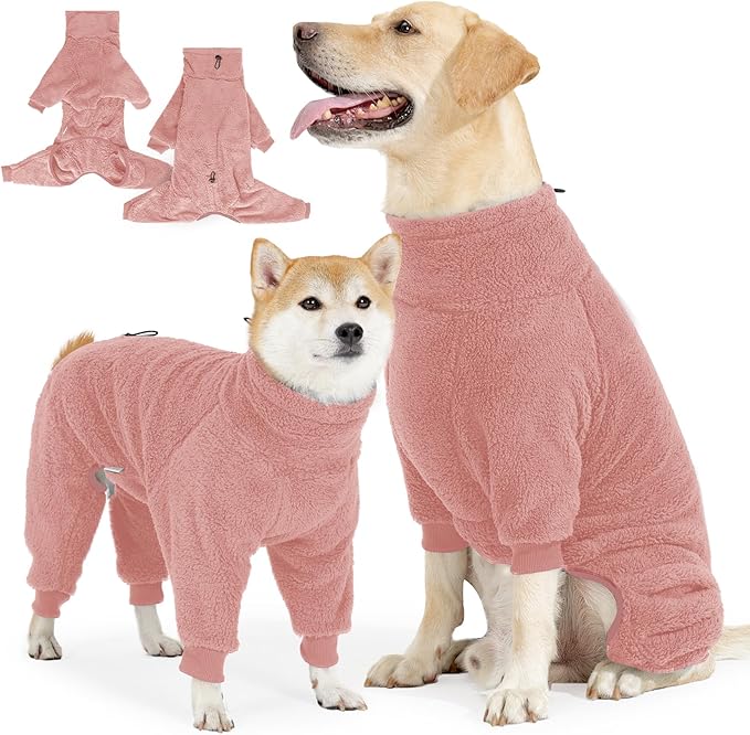 Dog Winter Coat for Small Medium Large Dog for Run Walk Sleep Warm Fleece Pet Sweater & Windproof Pajamas Snow Jacket XL Pink
