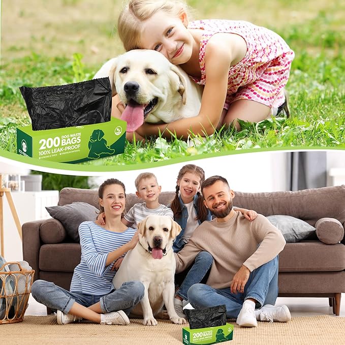 Sherr 60 Rolls Dog Poop Waste Bags 12000 Count Unscented Dog Trash Leak Proof Pet Doggie Thick Plastic Bag for Home Park Outdoor Travel Pet Supplies, Black