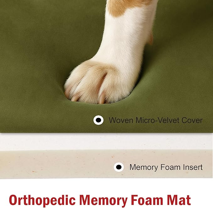 Majestic Pet Orthopedic Memory Foam Dog Crate Mat - Plush Pet Bed Pad for Crates & Kennels | USA Crafted | 48"x30" Villa Fern