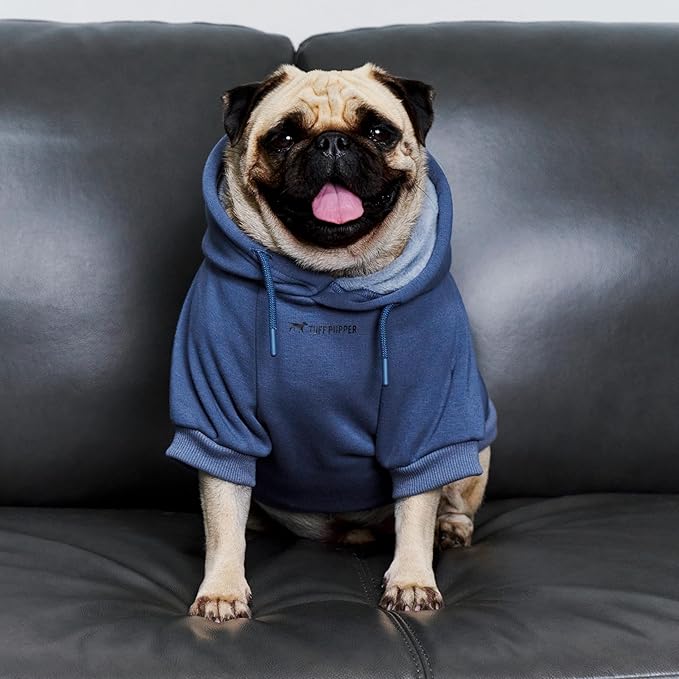 Tuff Pupper Dog Hoodie | Premium Quality 100% Organic Cotton | Ultra Soft Interior for Superior Comfort | Elastic Cuffs & Drawstring for Warmth | Stretch Fit Suitable for All Breeds (Blue, M)