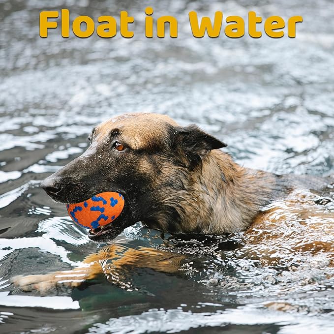 Dog Balls, Indestructible Dog Toy Ball for Aggressive Chewers, Durable High Elasticity Interactive Ball for Training Dog Catch and Fetch, Large Medium Small Dog and Puppies(Orange, 3in, 1pcs)