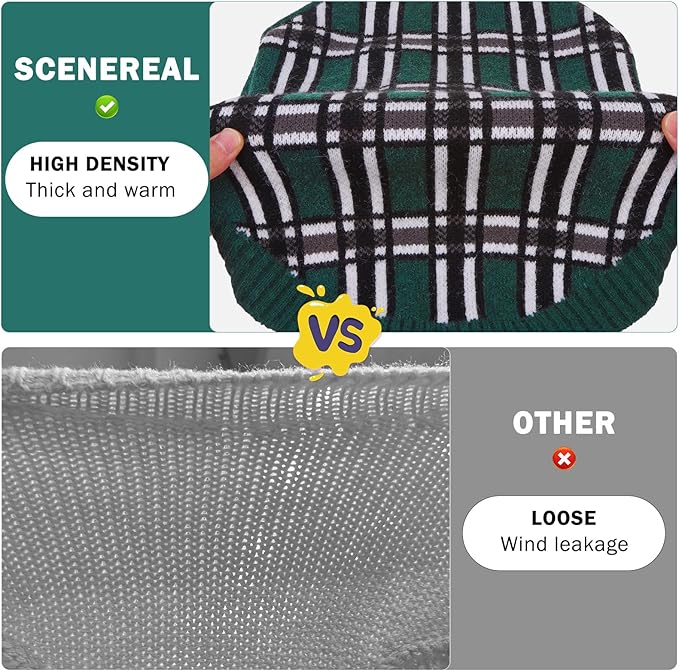 SCENEREAL Turtleneck Dog Sweater for Small Medium Large Dogs Girls Boys, Christmas Plaid Pullover Puppy Sweatershirt, Dogs Cold Weather Outfit Clothes, Ideal Gift for Pet in New Year, Green Plaid XS