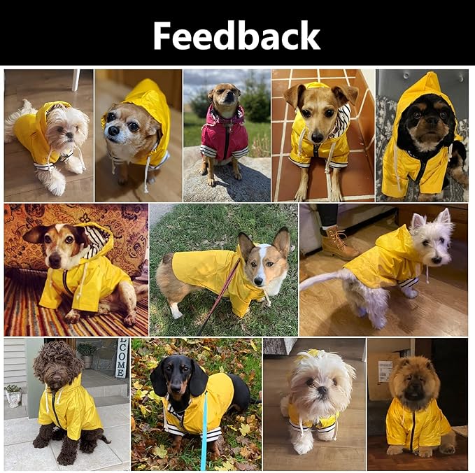 Dog Raincoat rain Jacket Raincoat Dogs Waterproof Small Medium Breeds Zip Closure Storage Pocket Harness Hole Black L